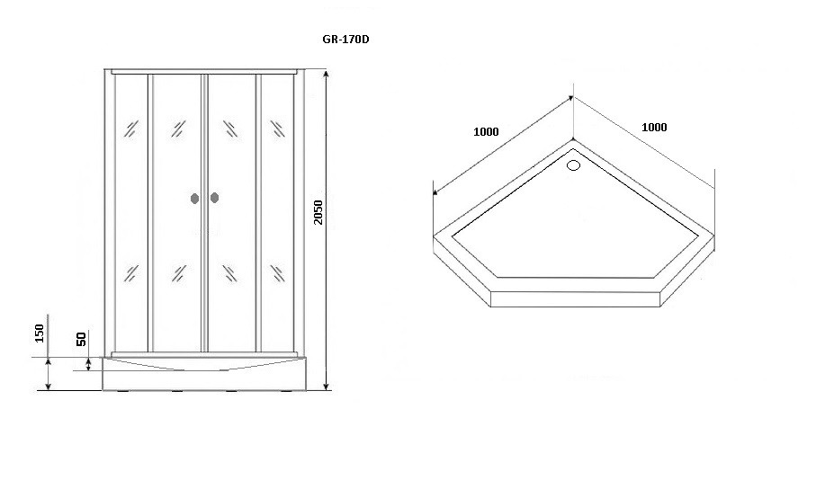 Душевая кабина 100х100x205см Grossman GR-170D