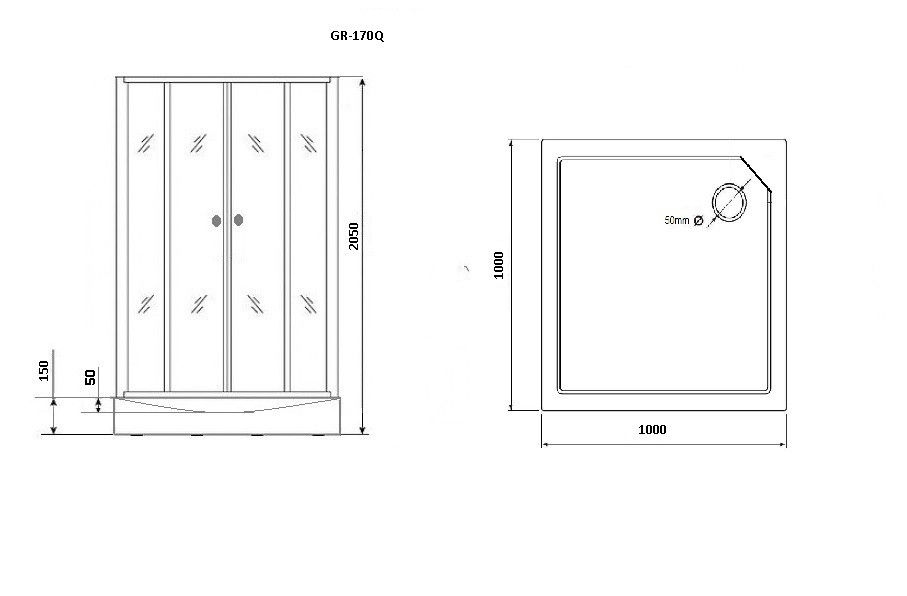 Душевая кабина правая 100х100x205см Grossman GR-170QR