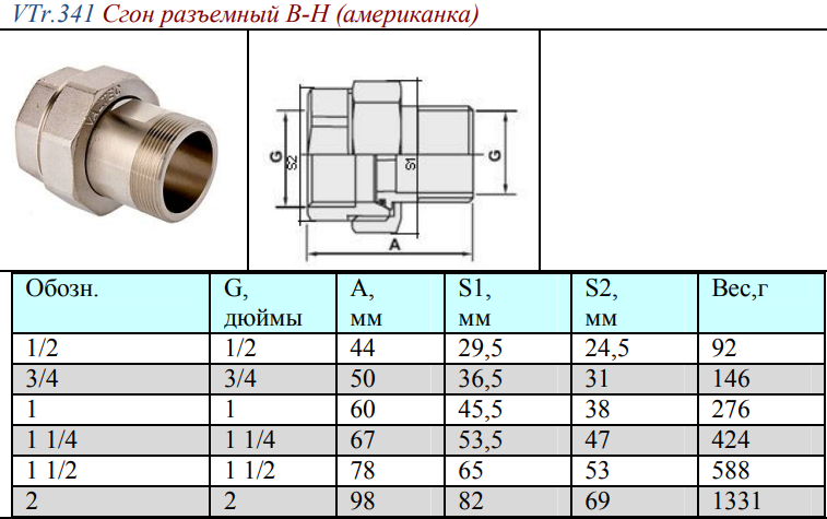 Сгон разъемный В-Н 2" Valtec VTr.341.N.0009