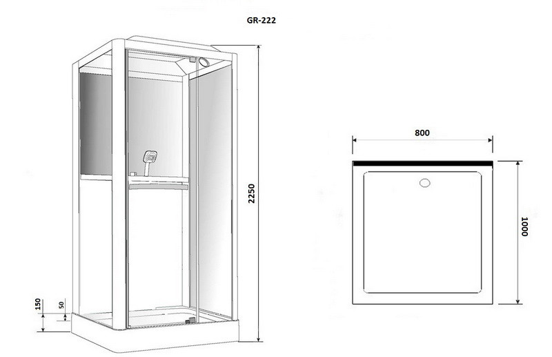 Душевая кабина 80х100x225см Grossman GR-222