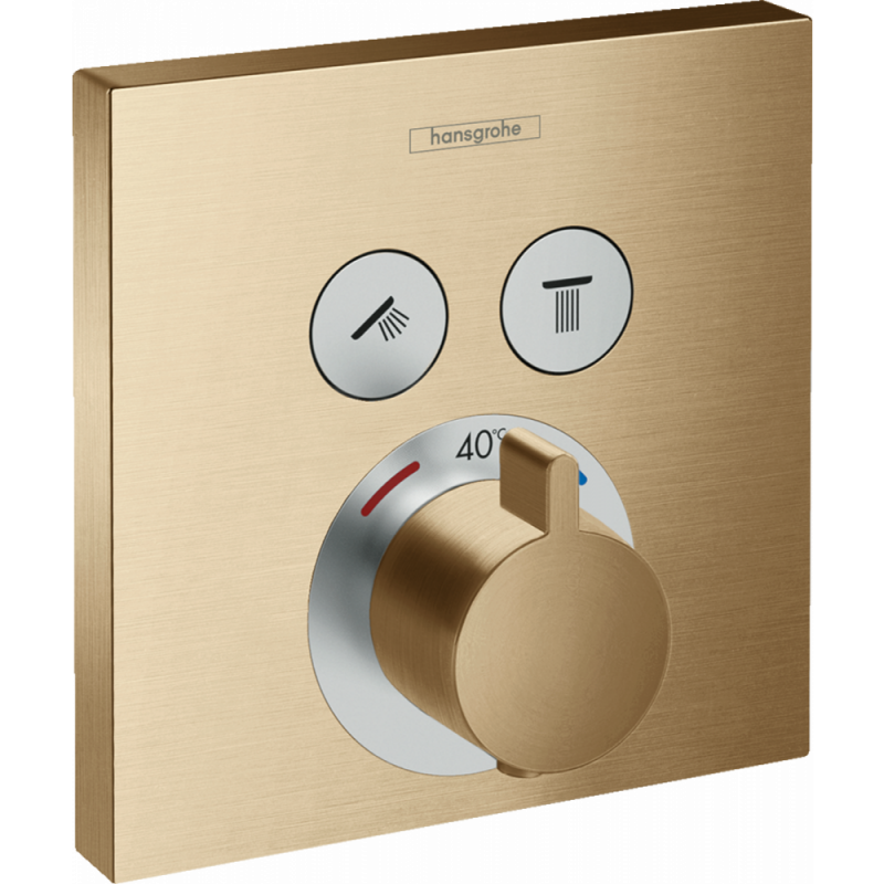 Термостат Hansgrohe ShowerSelect, скрытого монтажа, для 2 потребителей, шлифованная бронза 15763140