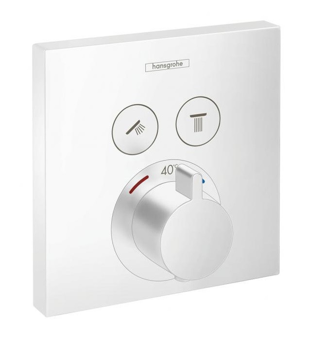 Термостат Hansgrohe ShowerSelect скрытого монтажа для 2 потребителей белый 15763700