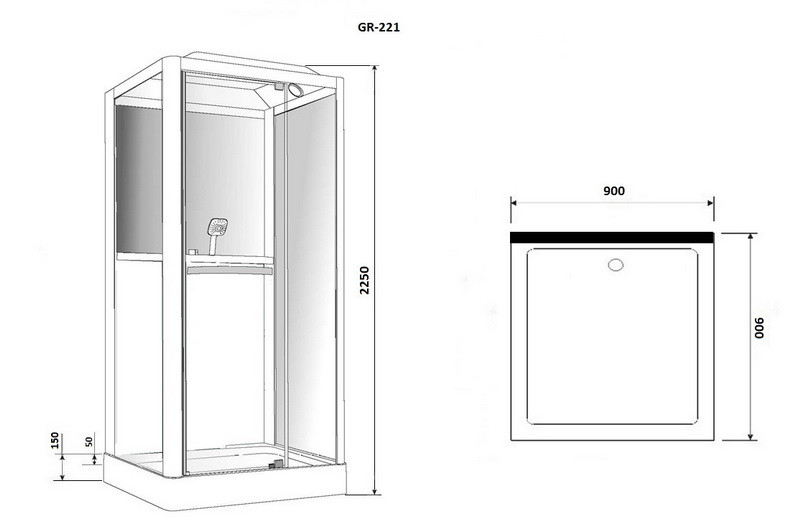 Душевая кабина 90х90x225см Grossman GR-221
