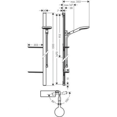 Душевой набор Hansgrohe Raindance Select S 120 3jet со штангой 150 см и мыльницей, хром 27646000