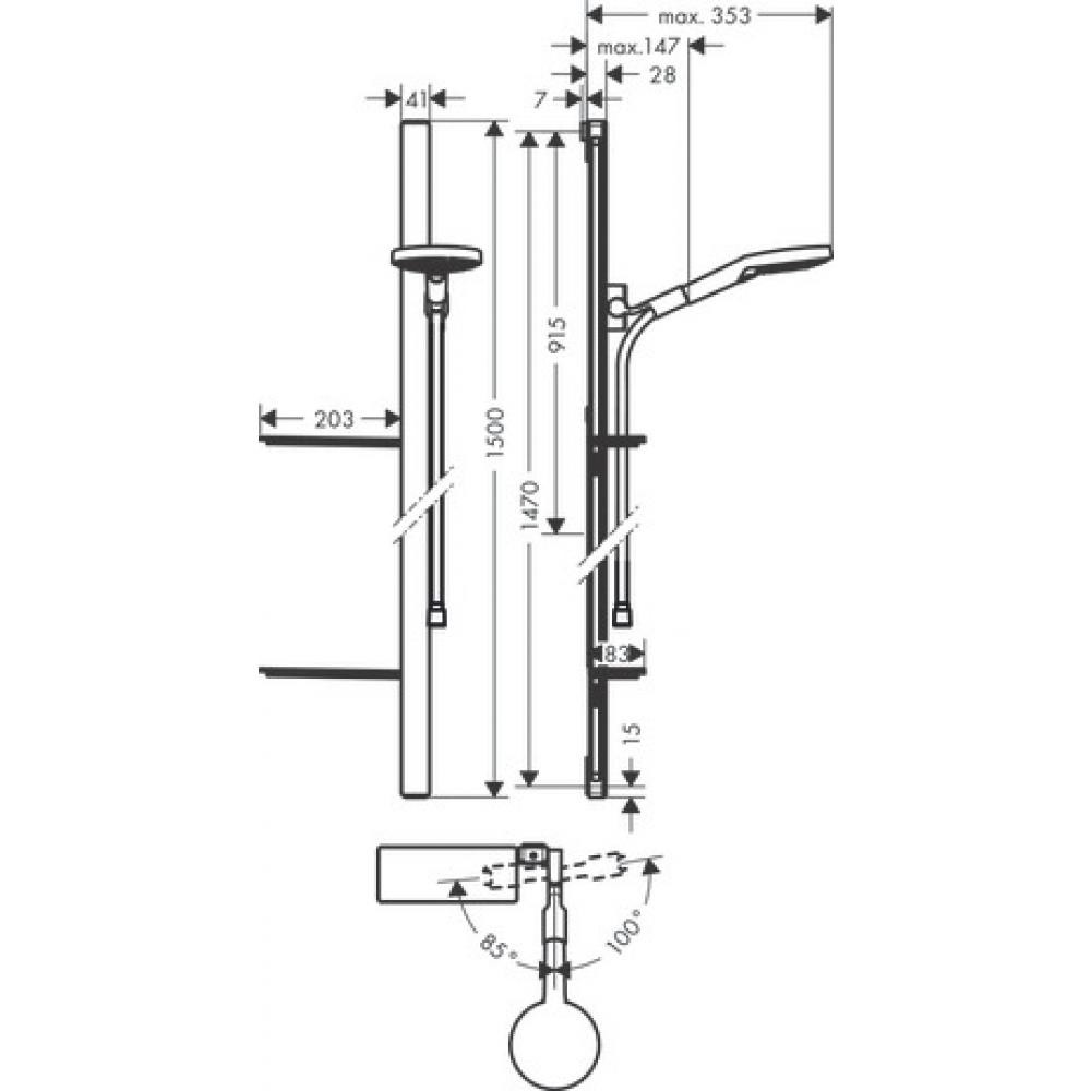 Душевой набор Hansgrohe Raindance Select S 120 3jet со штангой 150 см и мыльницей, хром 27646000