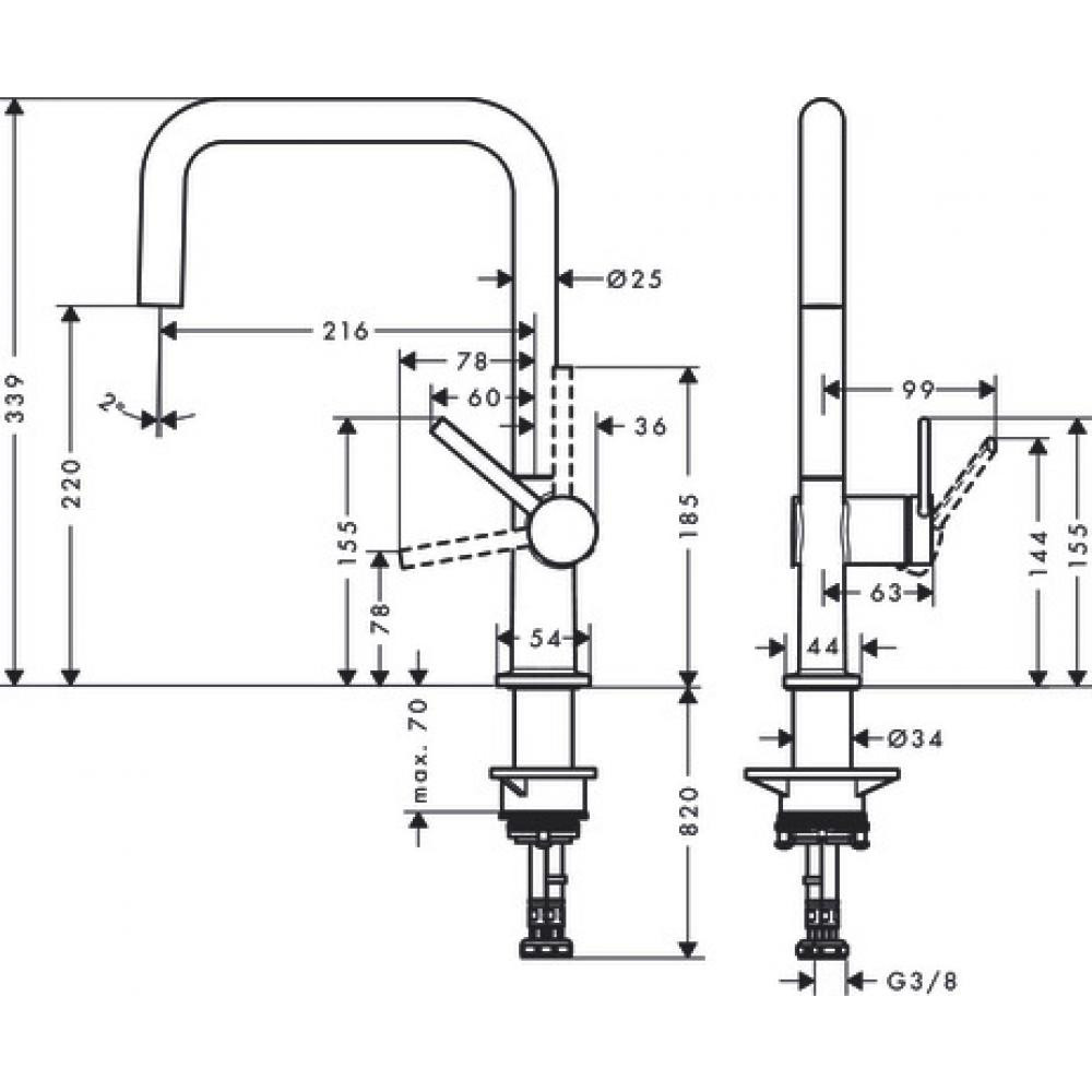 Смеситель для кухни чёрный Hansgrohe 72806670