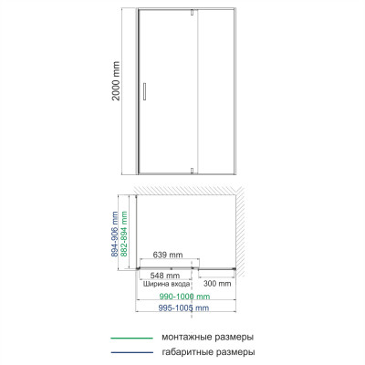 Душевой уголок 100x90x200см WasserKraft Elbe 74P22