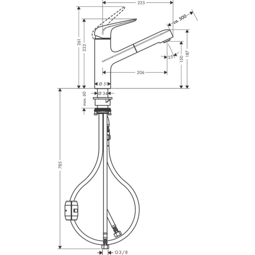 Смеситель для кухни хром Hansgrohe Focus M42 71814000