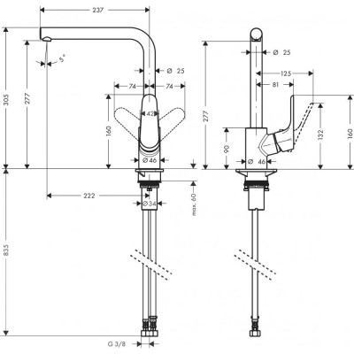 Смеситель для кухни чёрный Hansgrohe Focus 31817670