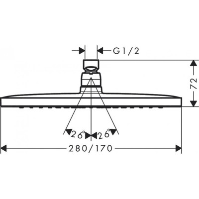 Верхний душ хром Hansgrohe Croma E 280 1jet 26257000