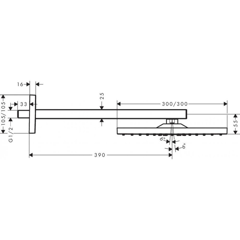 Верхний душ белый Hansgrohe Raindance E 300 1jet 26238700