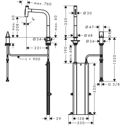 Смеситель для кухни чёрный Hansgrohe M71 M7120-H200 73818670