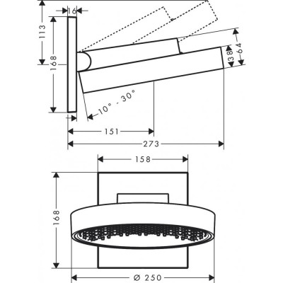 Верхний душ белый Hansgrohe Rainfinity 250 1jet 26226700