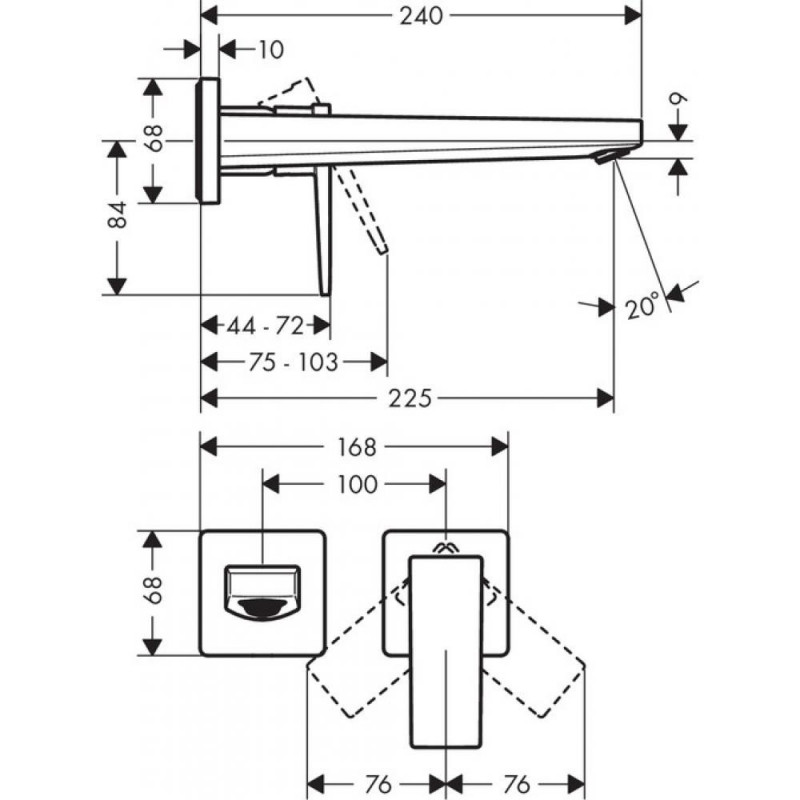 Смеситель для раковины встраиваемый чёрный Hansgrohe Metropol 32526670
