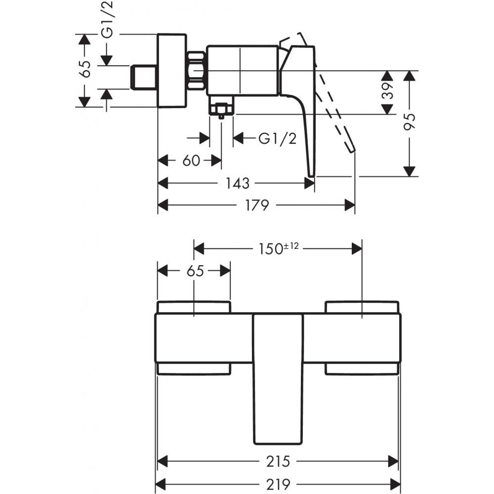 Смеситель для душа чёрный Hansgrohe Metropol 32560670