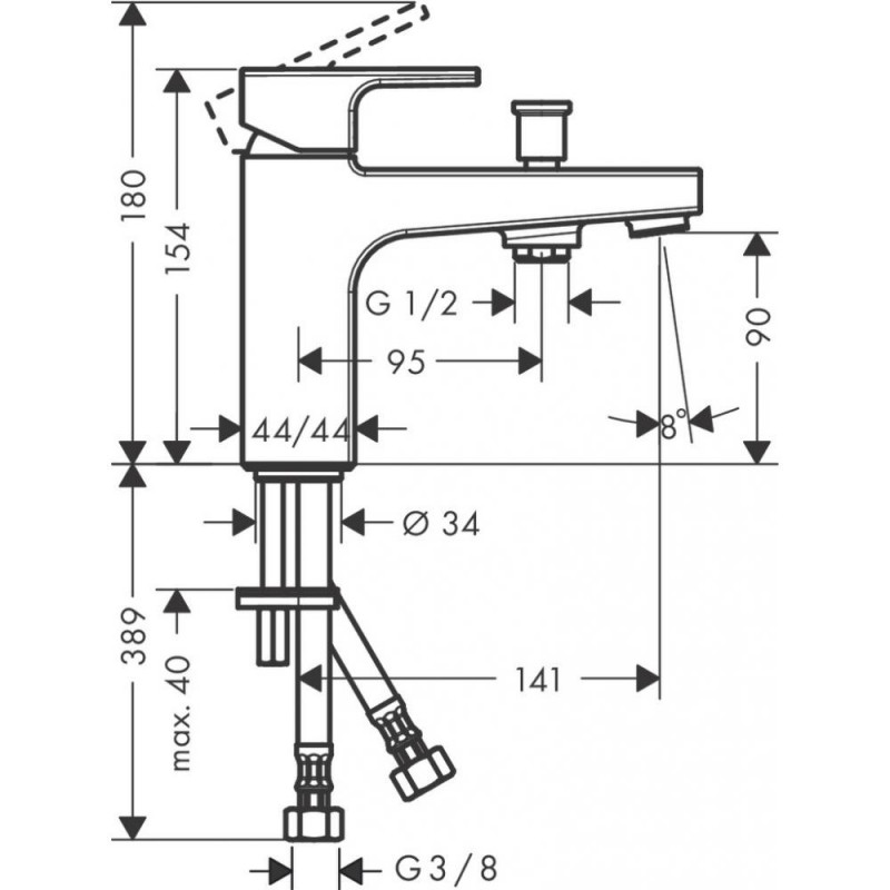 Смеситель для ванны и душа хром Hansgrohe Vernis Shape 71463000