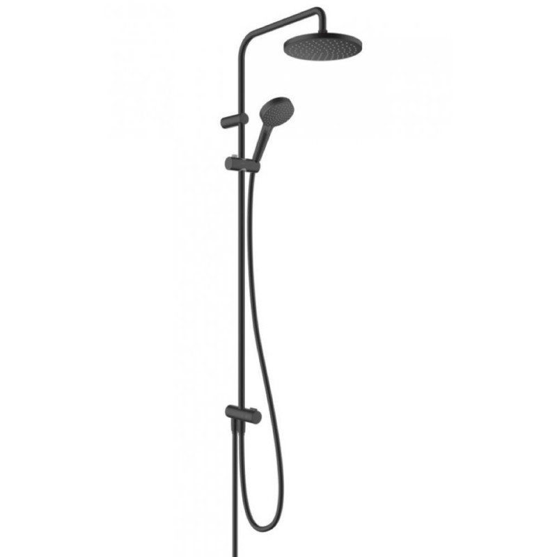 Душевая система с термостатом чёрная EcoSmart hansgrohe Vernis Blend Showerpipe 200 1jet Reno 26099670
