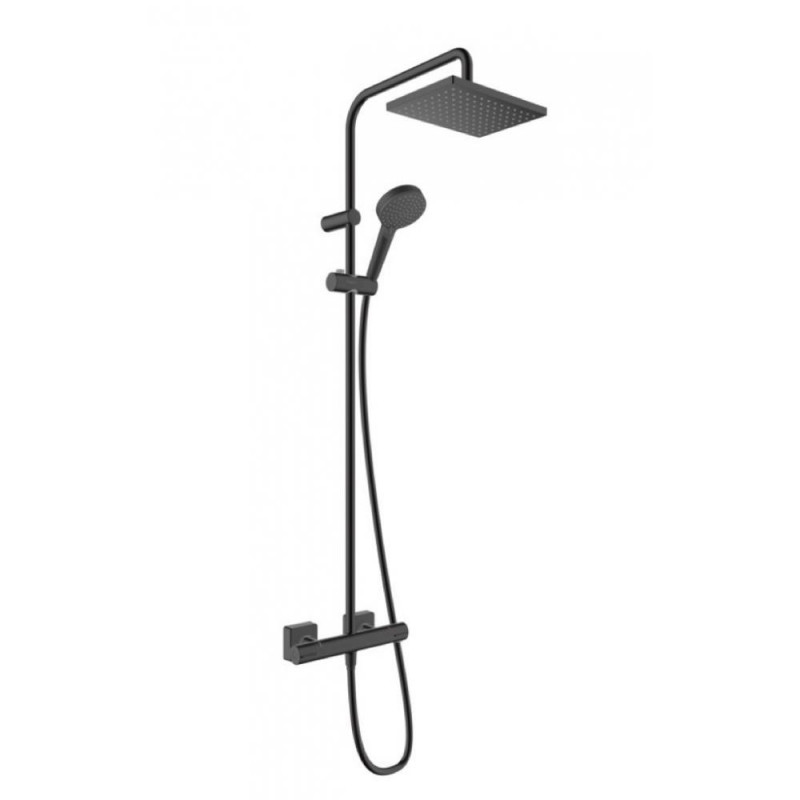 Душевая система Hansgrohe Vernis Shape Showerpipe 230 1jet EcoSmart с термостатом, матовый черный, 26097670
