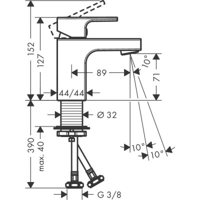 Смеситель для раковины чёрный Hansgrohe Vernis Shape 71567670