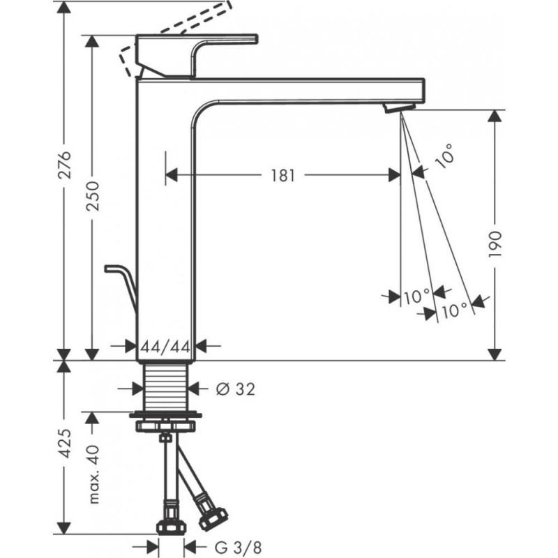 Смеситель для раковины чёрный Hansgrohe Vernis Shape 71562670