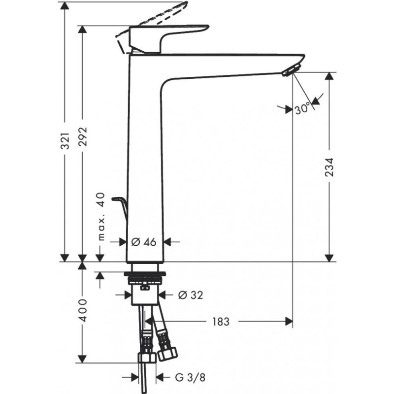 Смеситель для раковины хром Hansgrohe Talis E 71716000