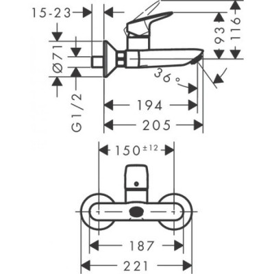 Смеситель для раковины хром Hansgrohe Logis 71225000