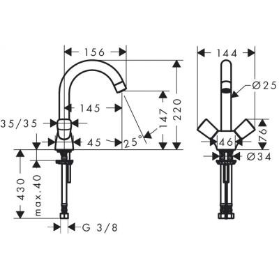 Смеситель для раковины хром Hansgrohe Logis 71221000
