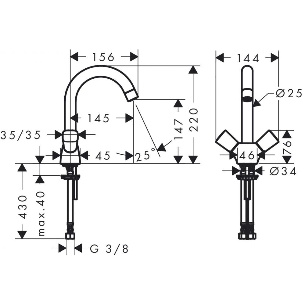 Смеситель для раковины хром Hansgrohe Logis 71221000