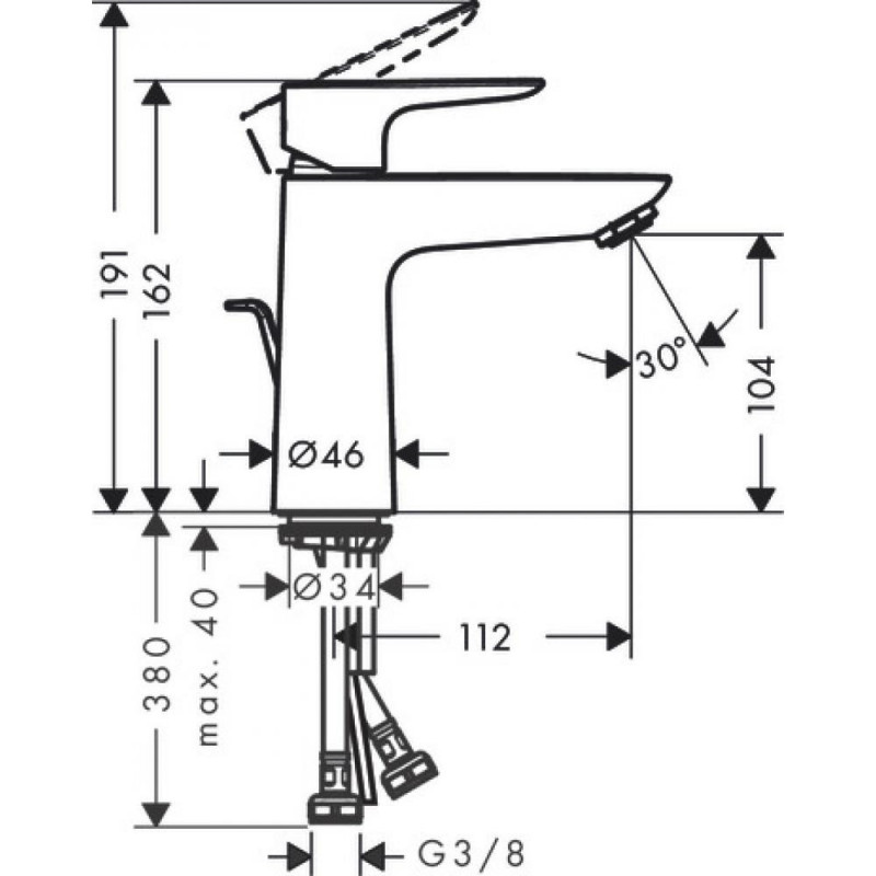 Смеситель для раковины чёрный хром Hansgrohe Talis E 71713340