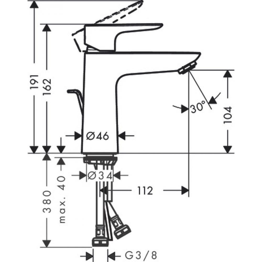 Смеситель для раковины чёрный хром Hansgrohe Talis E 71714340
