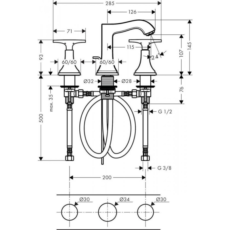 Смеситель для раковины хром/золото Hansgrohe 31306090