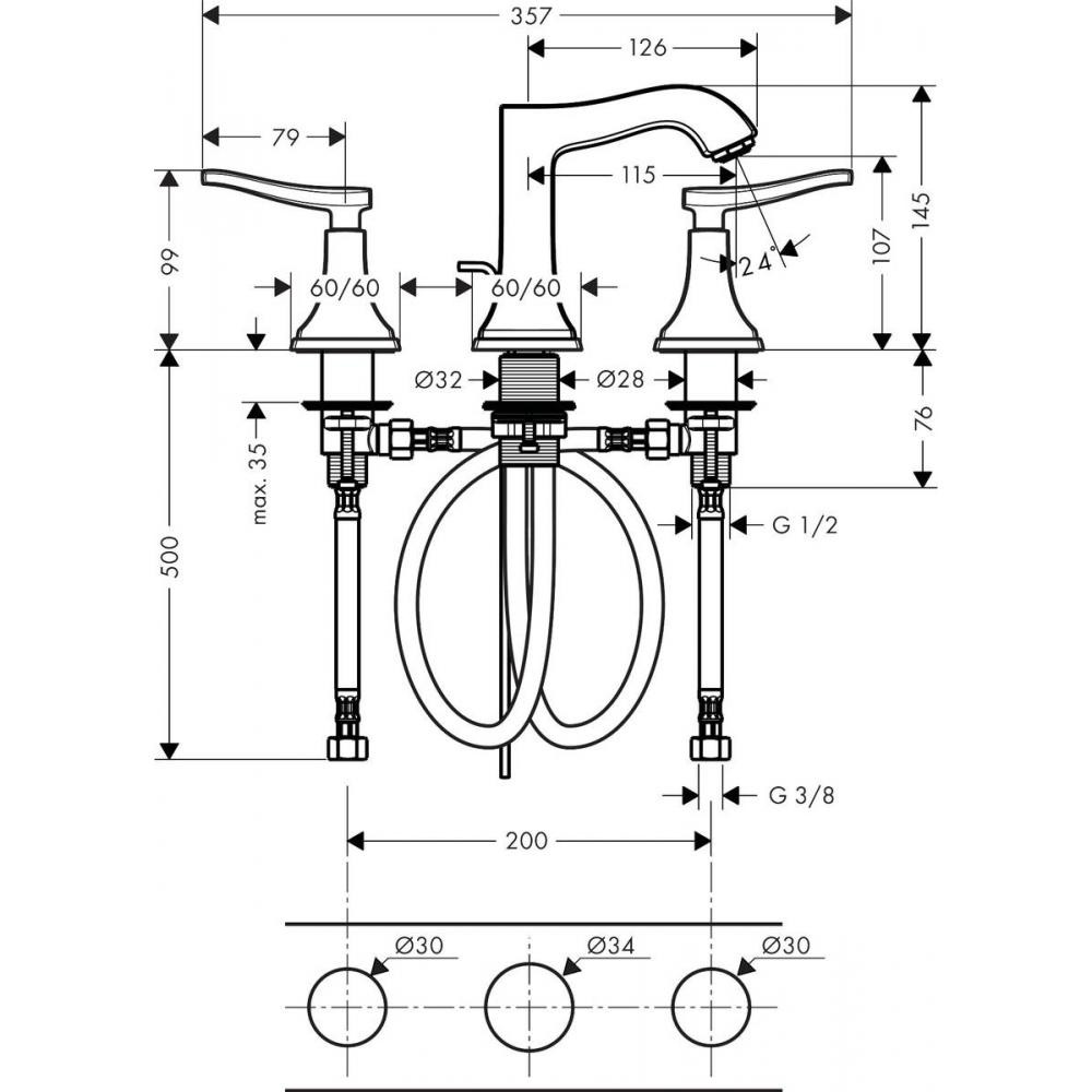 Смеситель для раковины хром/золото Hansgrohe Metropol Classic 31330090