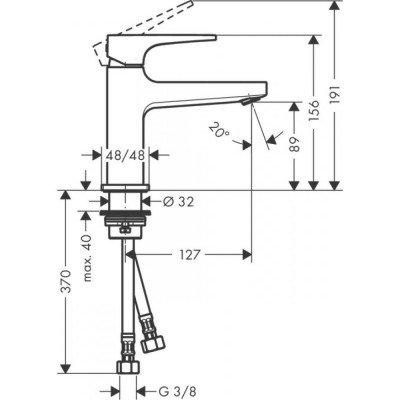 Смеситель для раковины со сливным клапаном Push-Open чёрный хром Hansgrohe 32500340