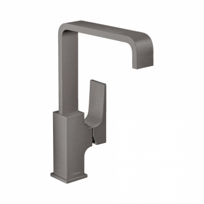 Смеситель для раковины со сливным клапаном Push-Open чёрный хром Hansgrohe 32511340
