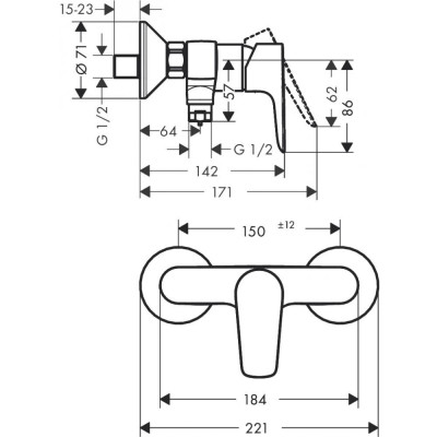 Смеситель для душа чёрный хром Hansgrohe Talis E 71760340