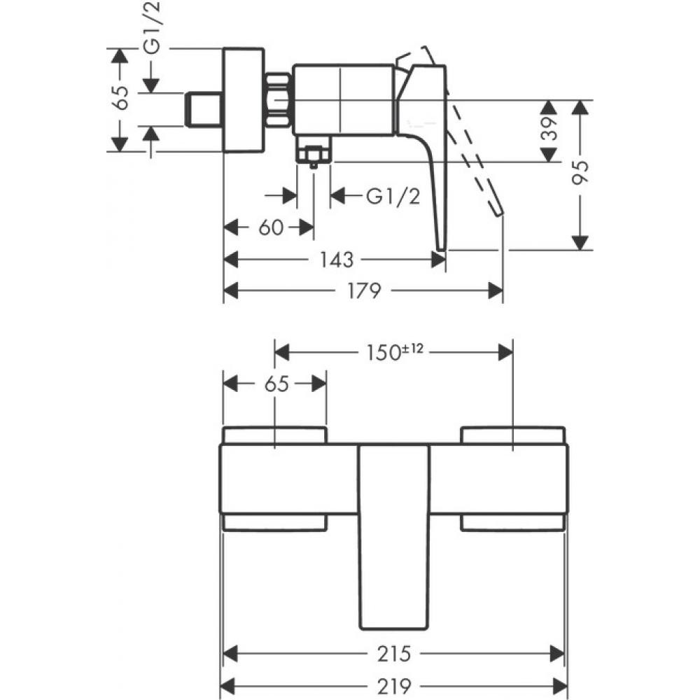 Смеситель для душа чёрный хром Hansgrohe Metropol 32560340