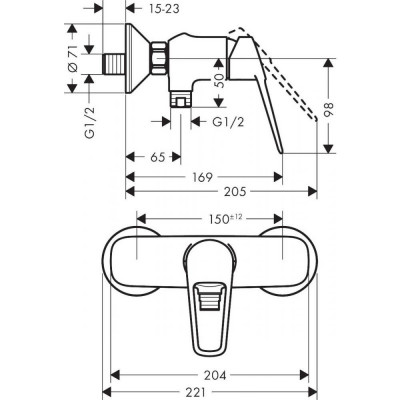 Смеситель для душа хром Hansgrohe Novus Loop 71360000