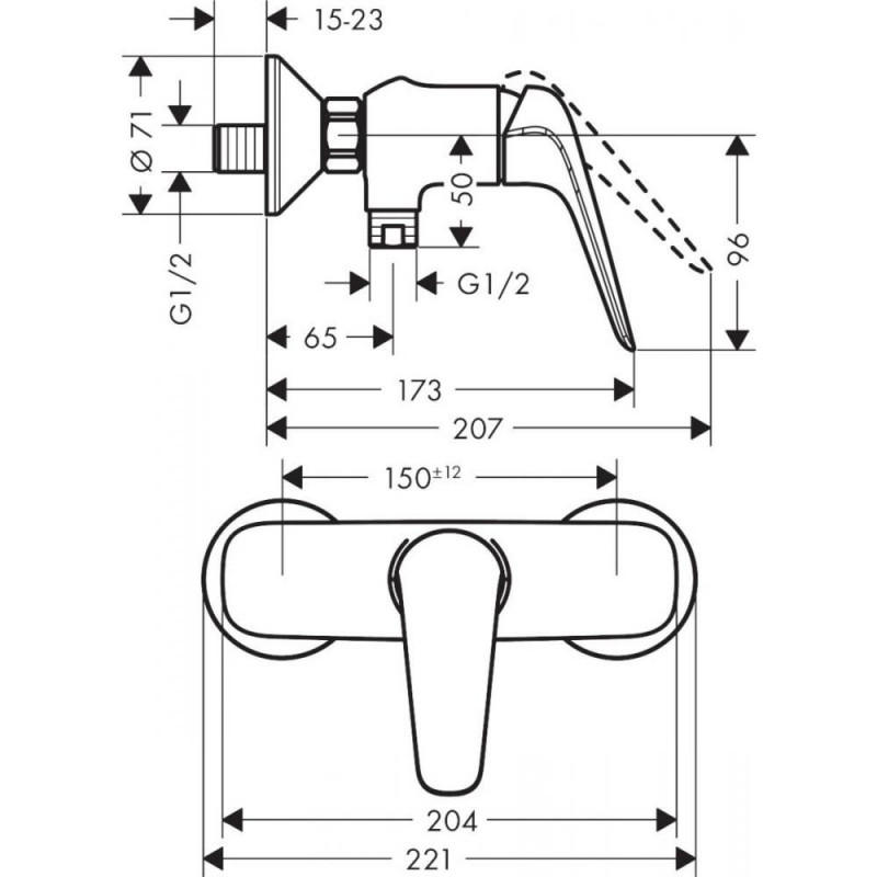 Смеситель для душа хром Hansgrohe Novus 71062000