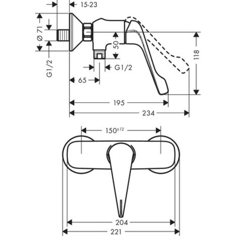 Смеситель для душа хром Hansgrohe Novus 71926000