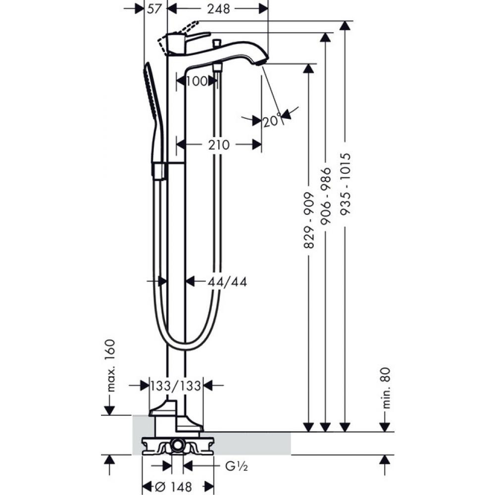 Смеситель для ванны напольный хром Hansgrohe Metropol Classic 31445000