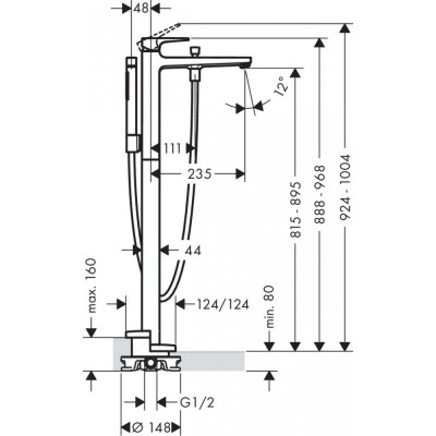 Смеситель для ванны напольный хром Hansgrohe Metropol 32532000