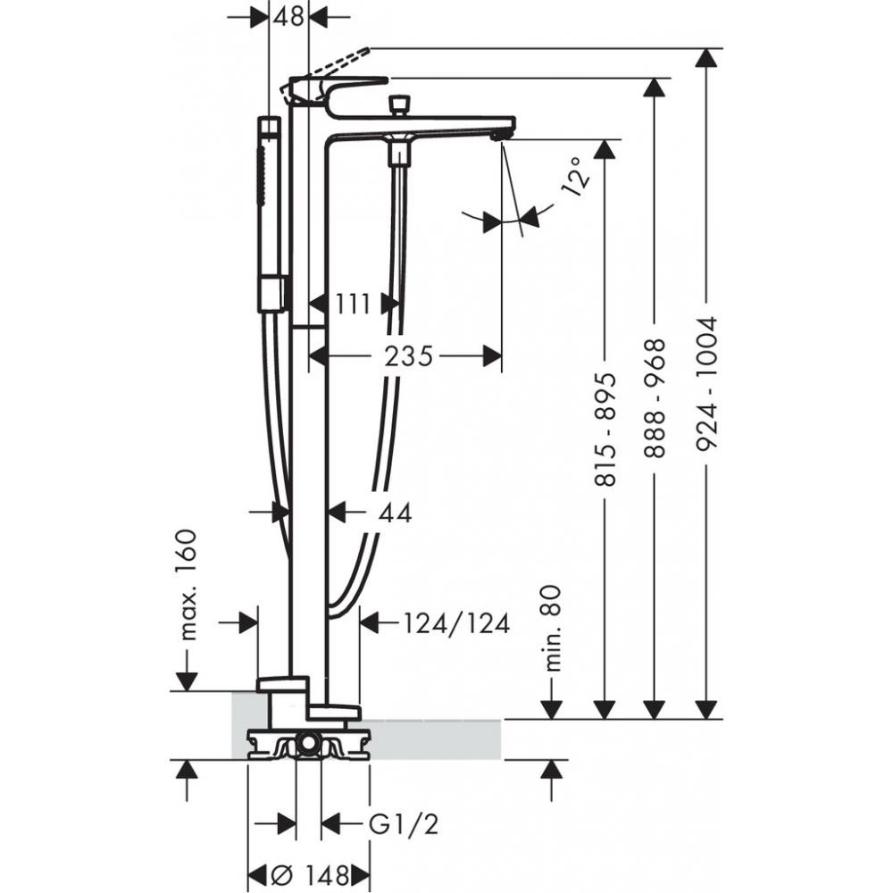 Смеситель для ванны напольный хром Hansgrohe Metropol 32532000