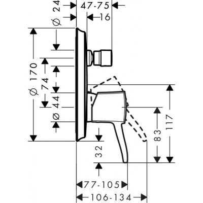 Смеситель для ванны хром Hansgrohe Metropol 31345000