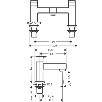 Смеситель для ванны хром Hansgrohe Vernis Shape 71452000