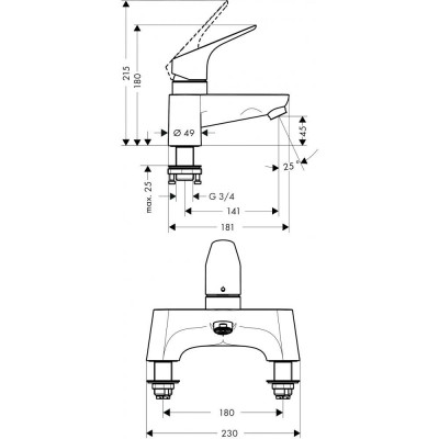Смеситель для ванны хром Hansgrohe Focus 31523000