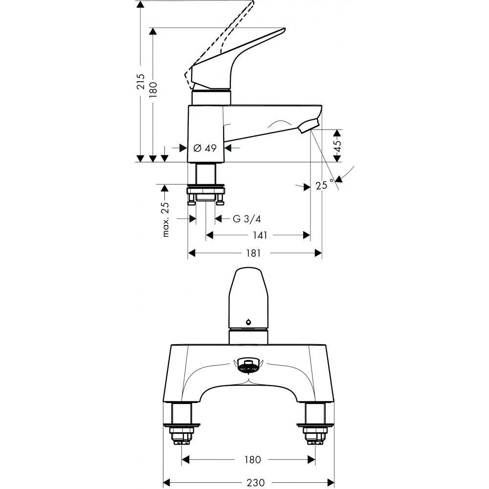 Смеситель для ванны хром Hansgrohe Focus 31523000