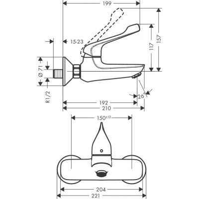 Смеситель для ванны хром Hansgrohe Novus 71923000
