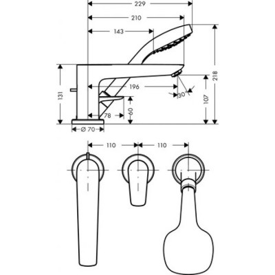 Смеситель для ванны хром Hansgrohe Talis E 71730000
