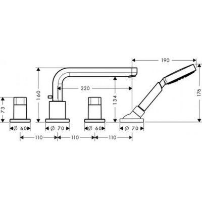 Смеситель для ванны хром Hansgrohe Metris S 31447000