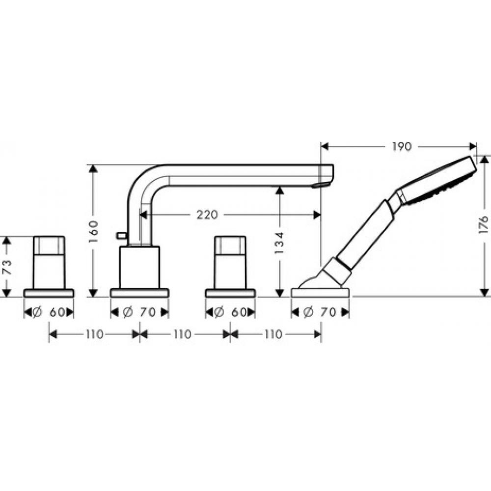 Смеситель для ванны хром Hansgrohe Metris S 31447000